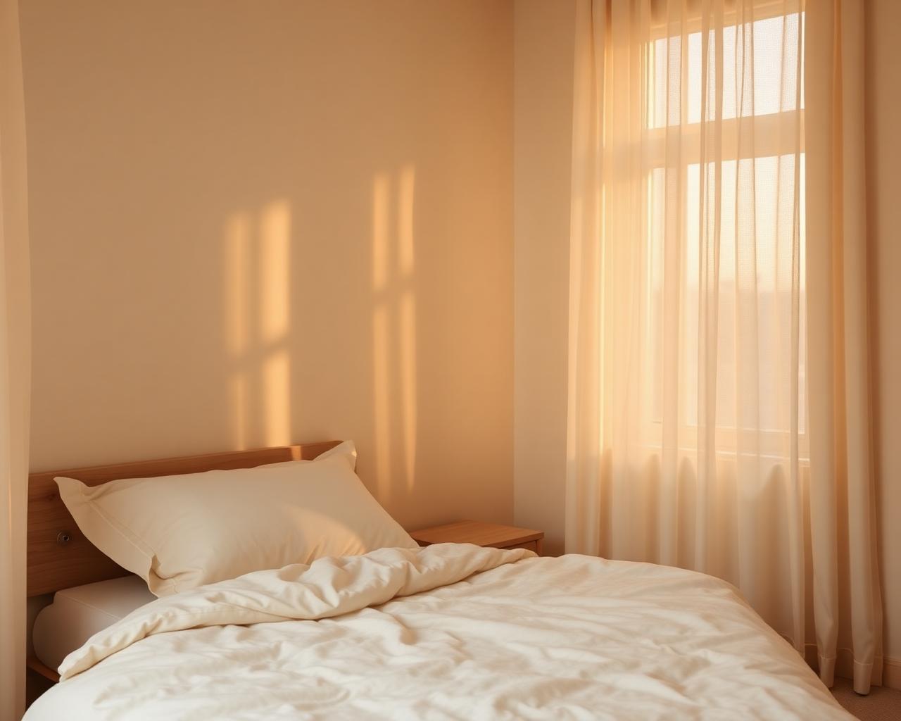 Serene bedroom in soft morning light